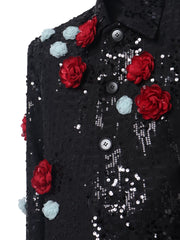 【26s Apr.】Sequin Floral Embellished Cropped Jacket