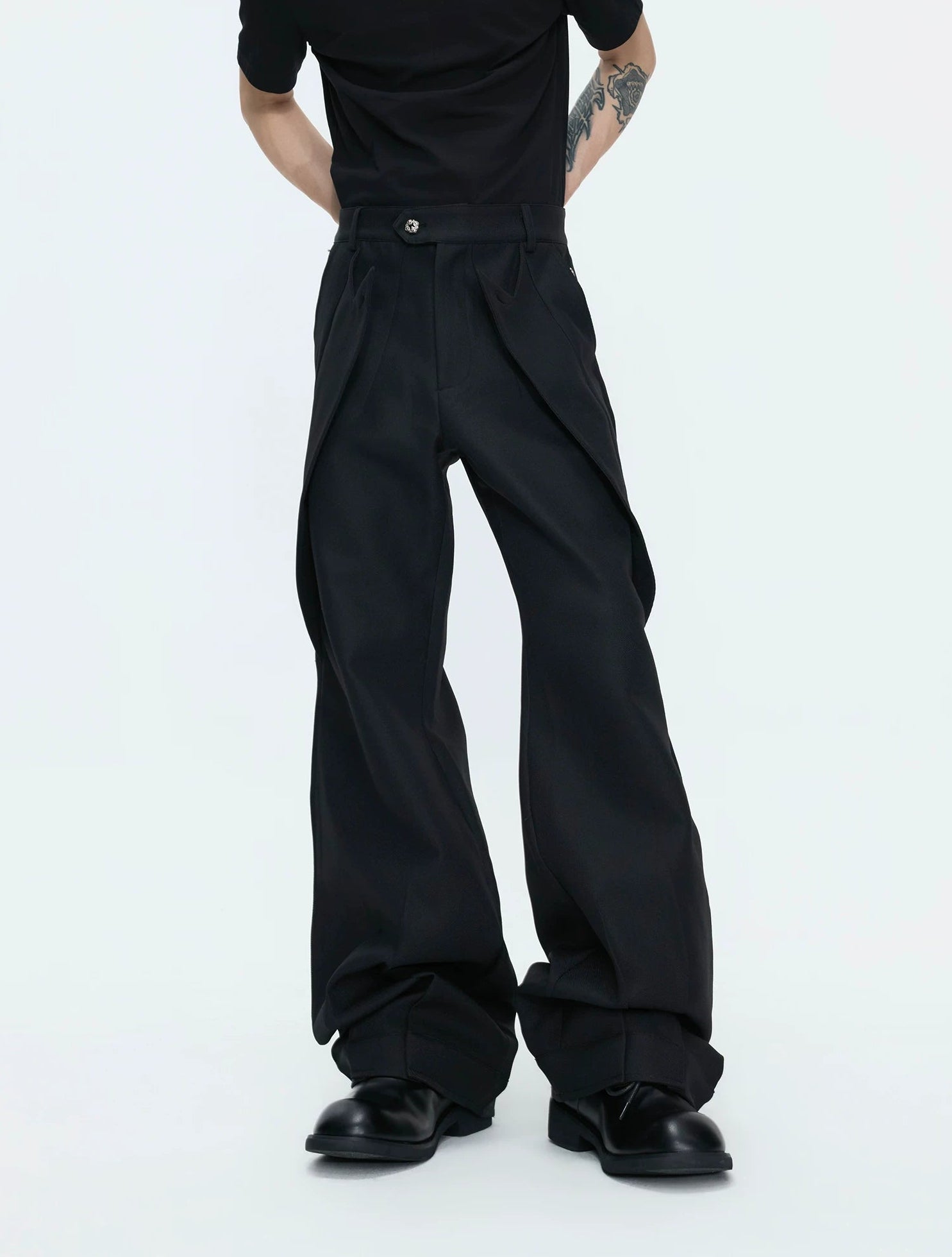 【26s Apr.】Layered Stand Collar V-Neck Structured Jacket / Pants