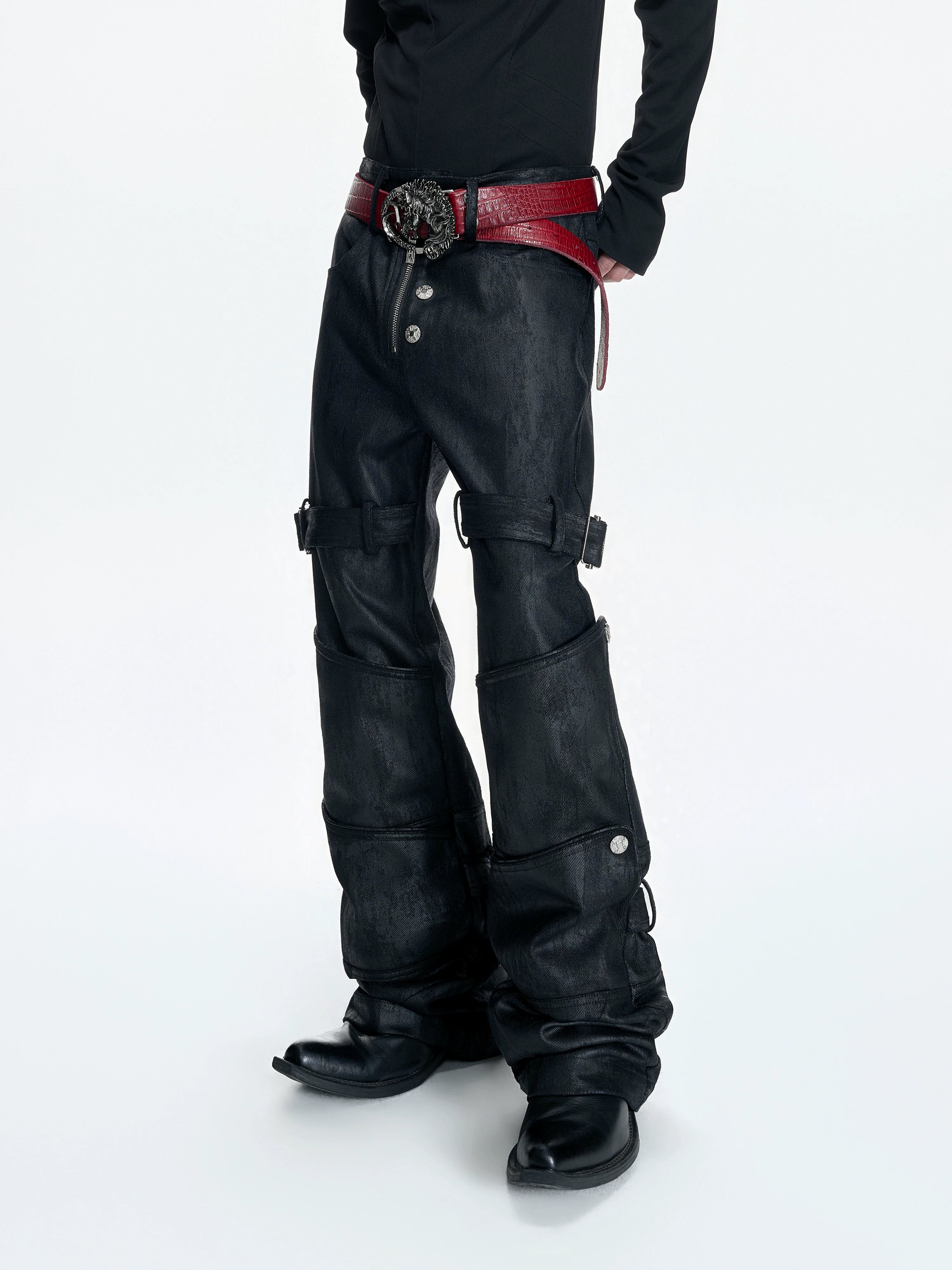【26s Mar.】Waxed Buttoned Straight Denim Pants