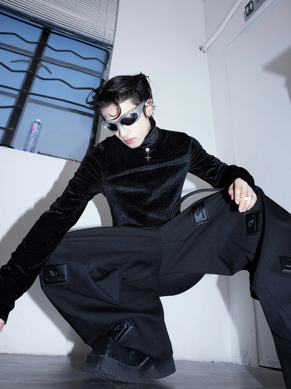 【23s August.】Label Graphic Drape Suit Pants ArtsKoreanMan