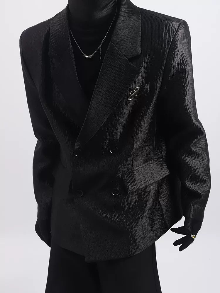 【26s Apr.】Pleated Double-Breasted White Blazer