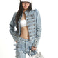 【25s Sep.】Vintage Structured Shoulder Slim Blue Denim Jacket