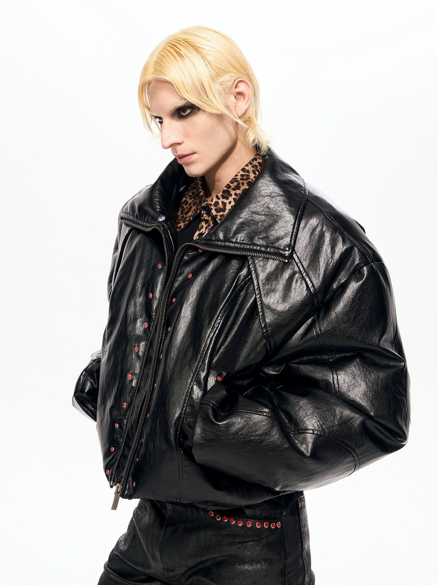 【25s Nov.】Detachable Fur Collar Short PU Leather Cotton Coat