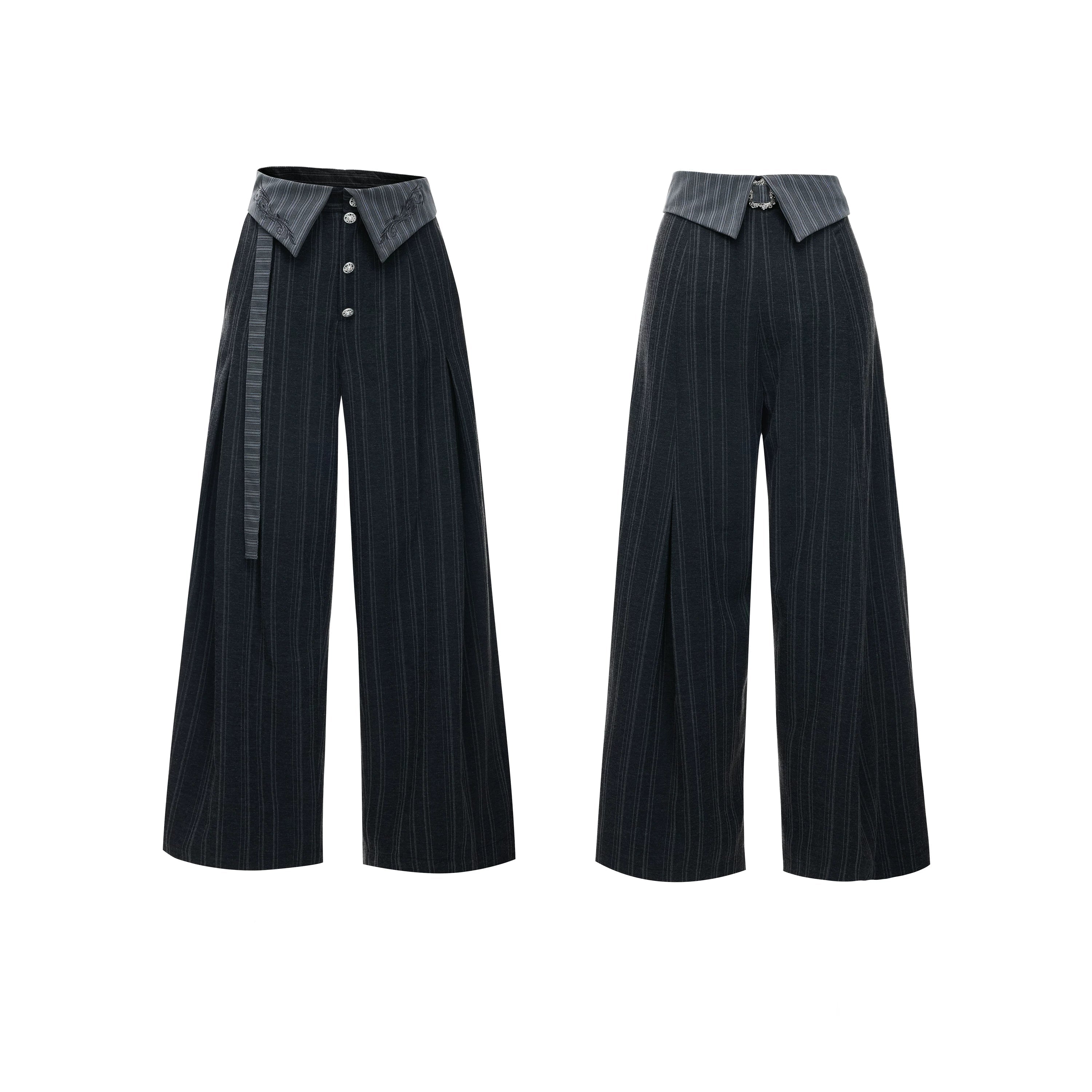 Embroidered Jacquard Wide-Leg Trousers