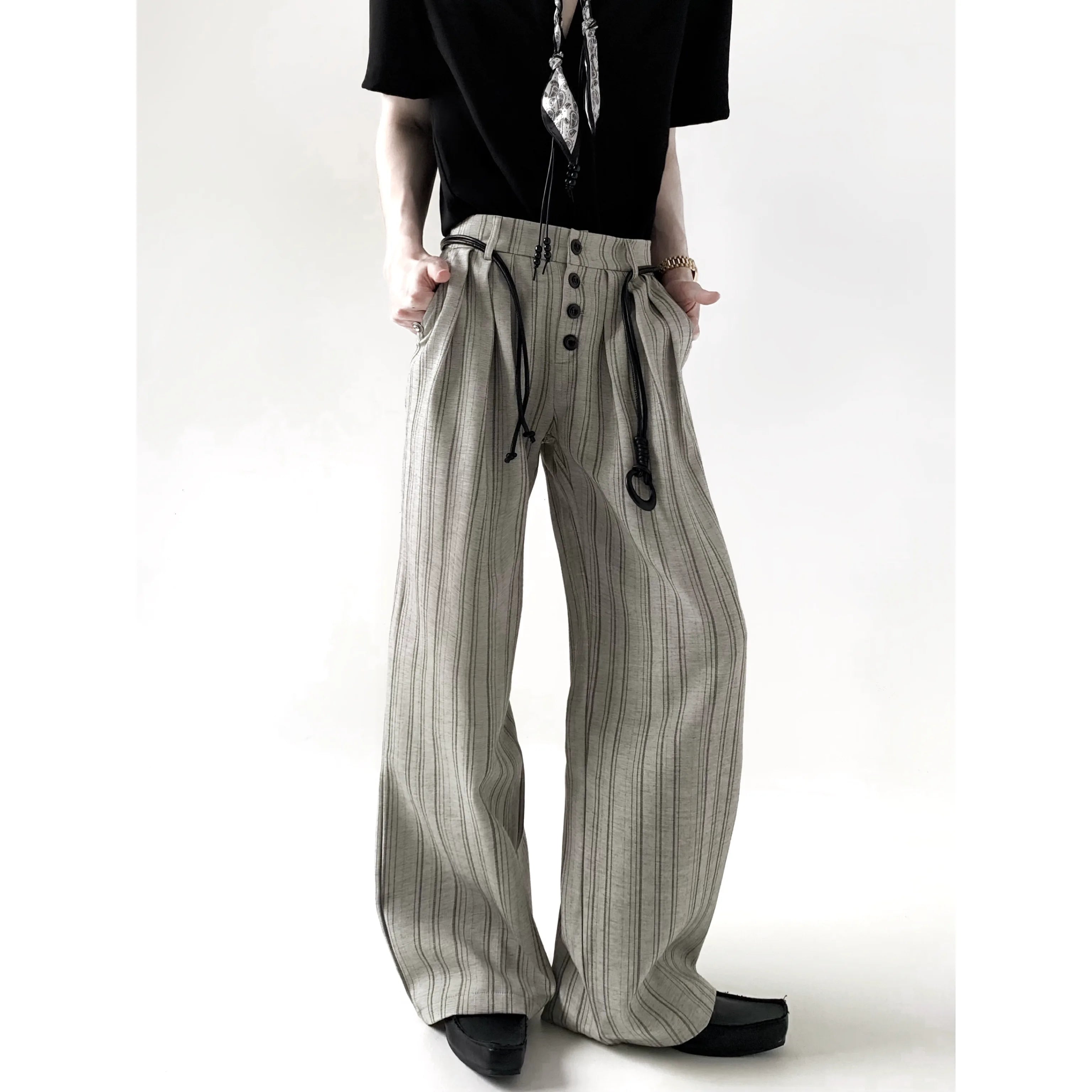 Old Money Striped Button Trousers