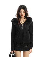 【25s Nov.】Korean Style Detachable Large Fur Collar Hooded Sweater
