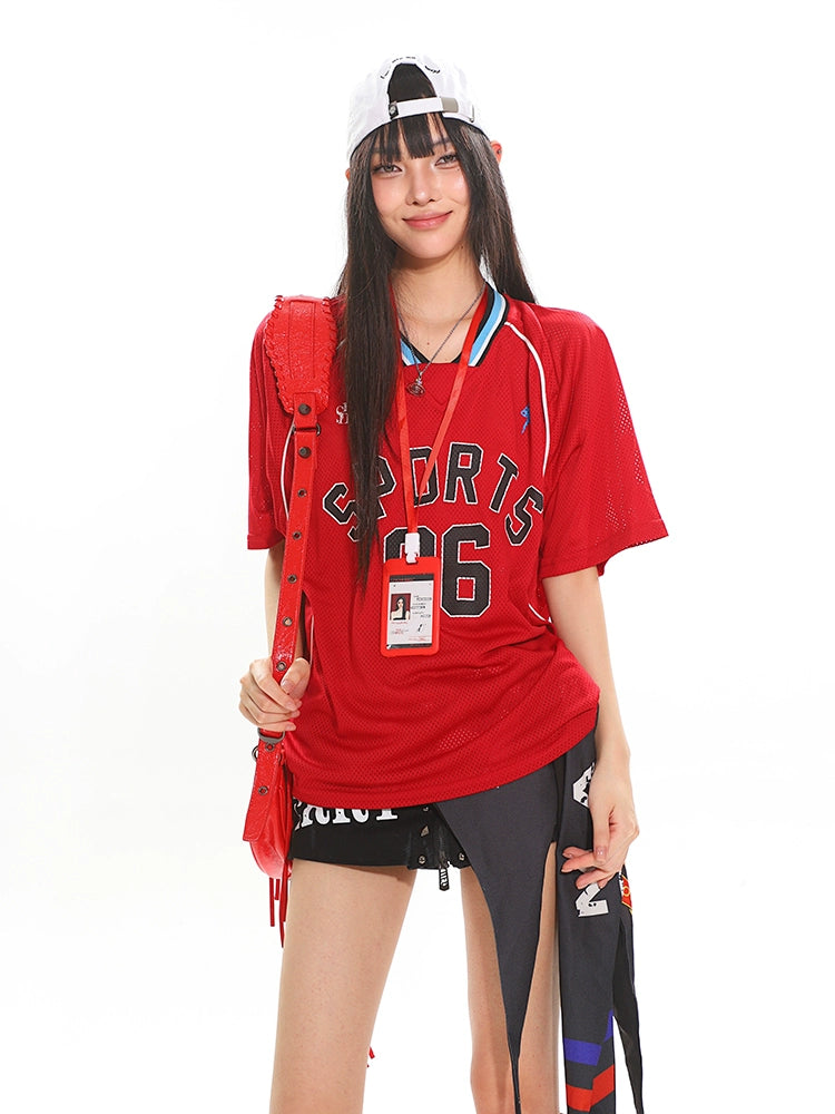 【25s Jun.】V-Neck Loose Mesh Knit Tee