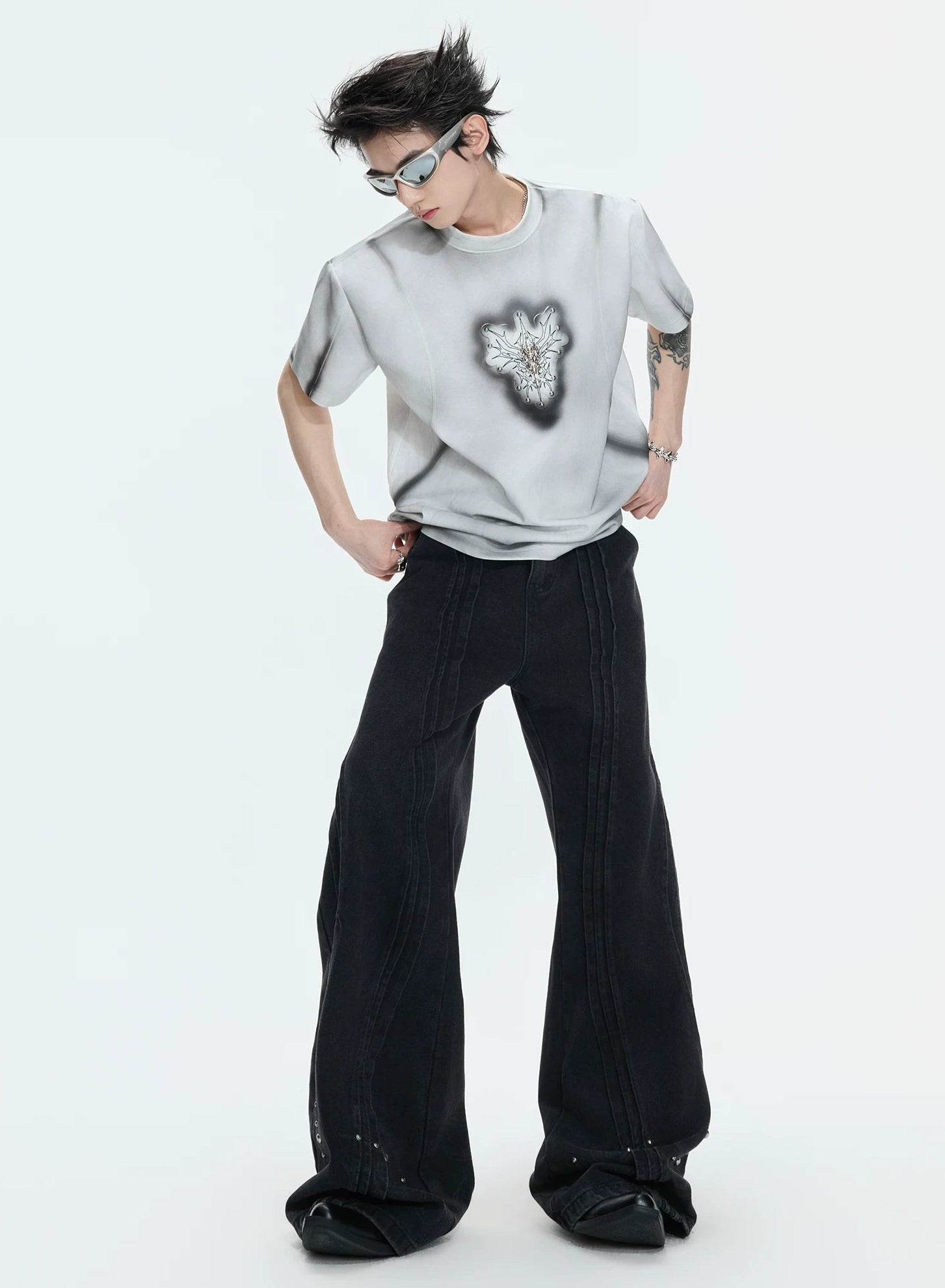 Hand-Painted Gradient Shoulder Tee