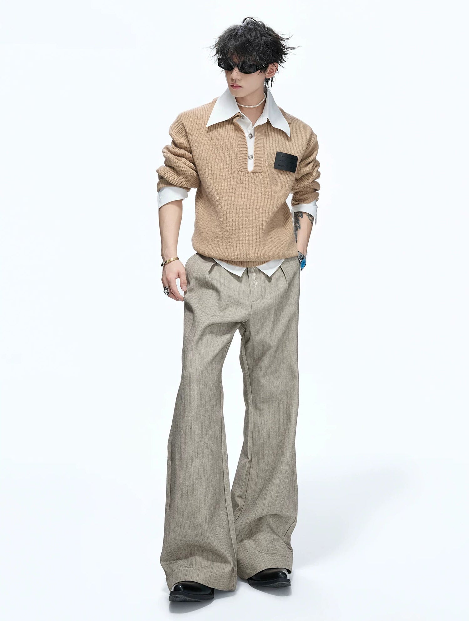 Layered Shirt Knit Sweater