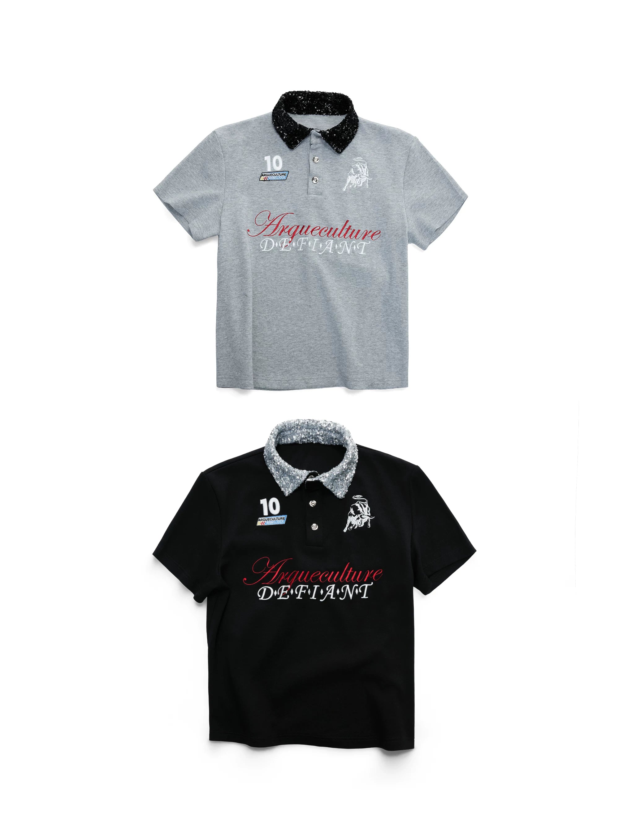 Contrast Sequin Polo Tee