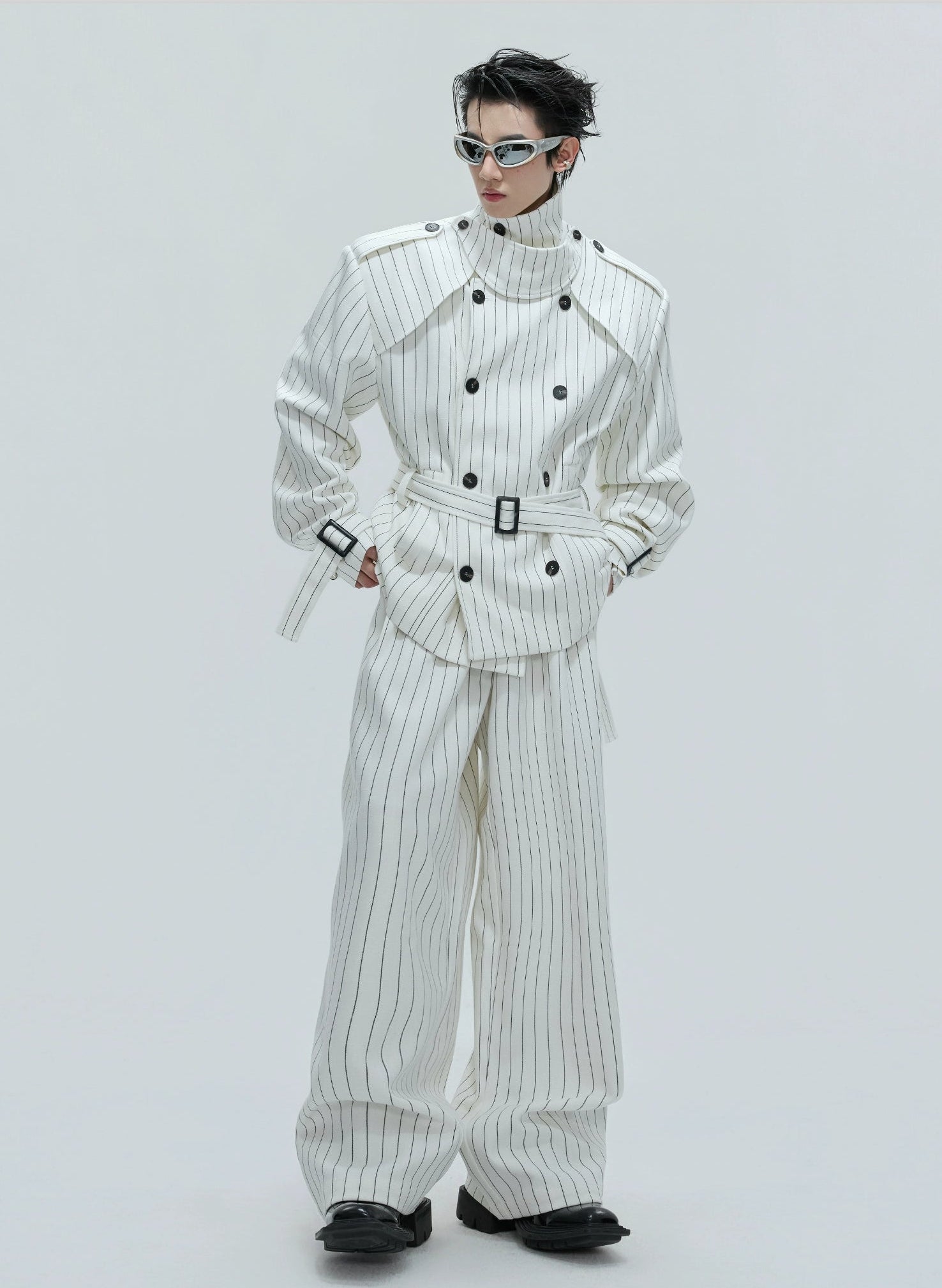 【25s Nov.】Striped Multi-panel Belted Jacket/Trousers
