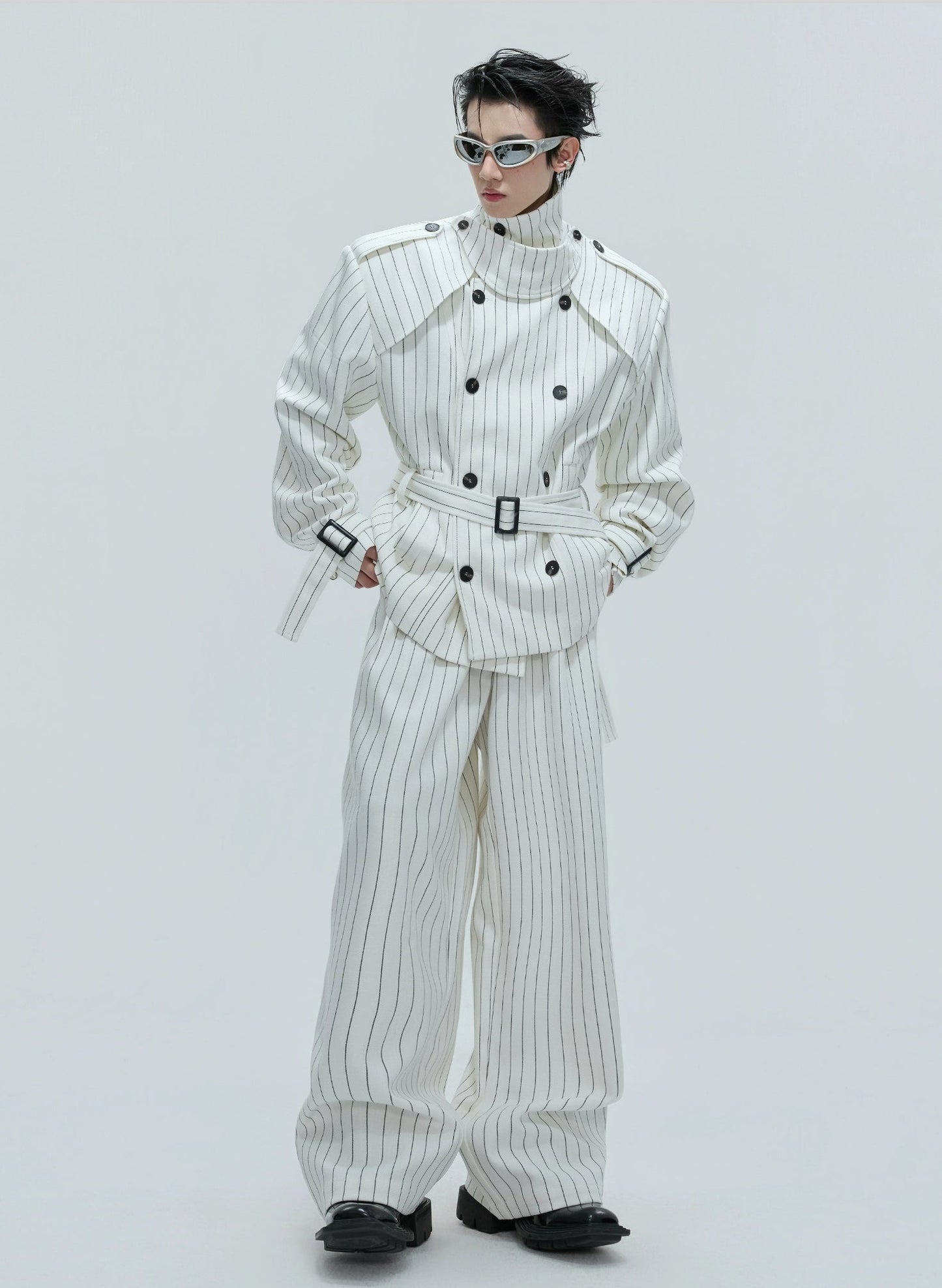 【25s Nov.】Striped Multi-panel Belted Jacket/Trousers
