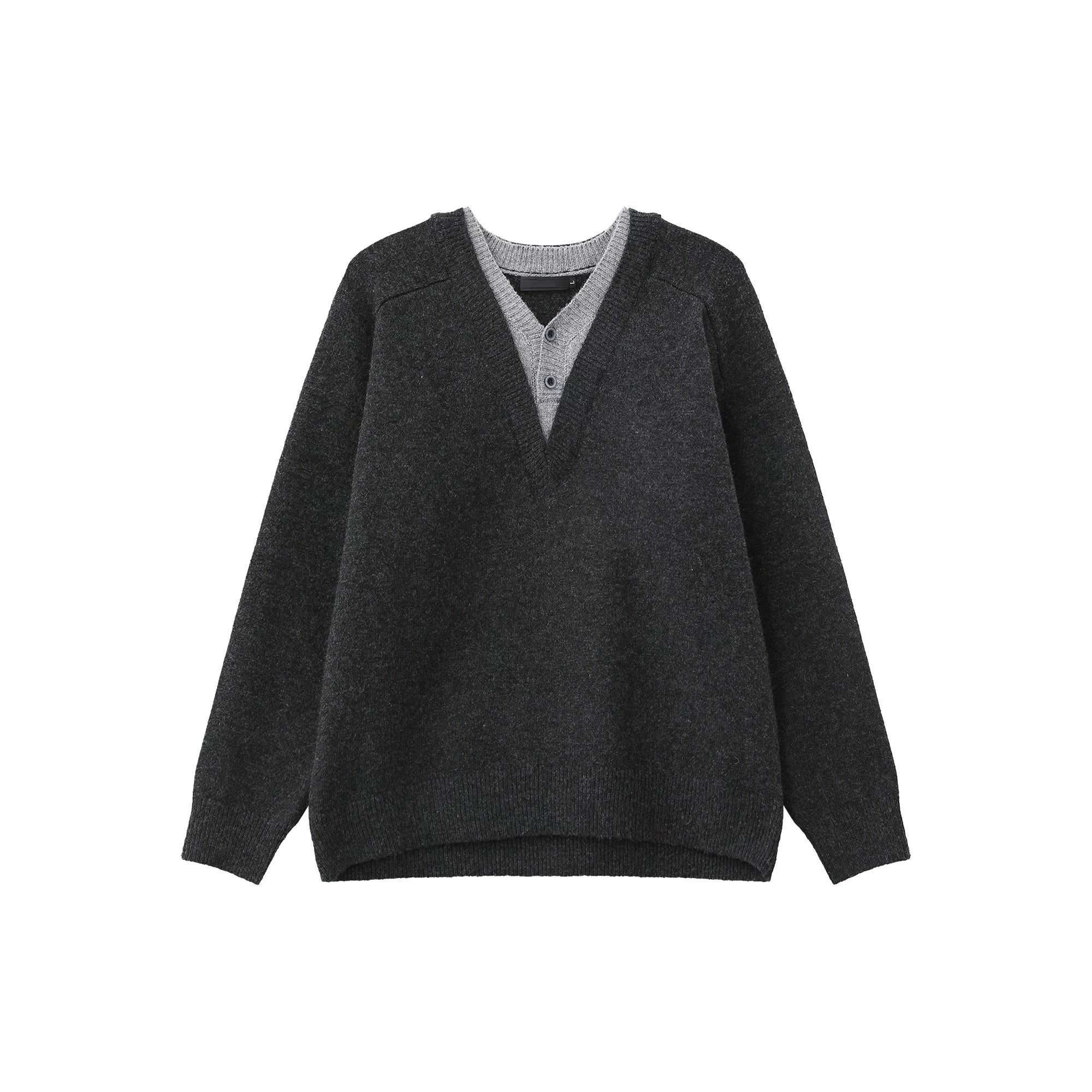 【26s Jan.】Clean-Fit Layered V-Neck Lambswool Knit Sweater