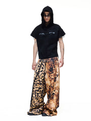 【26s May】Distorted Leopard 3D Print Wide-Leg Sweatpants