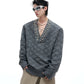 【25s Sep.】Diamond-embellished Diamond-patterned V-neck Sweater