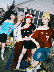 Contrast V-Neck Sports Jersey Tee