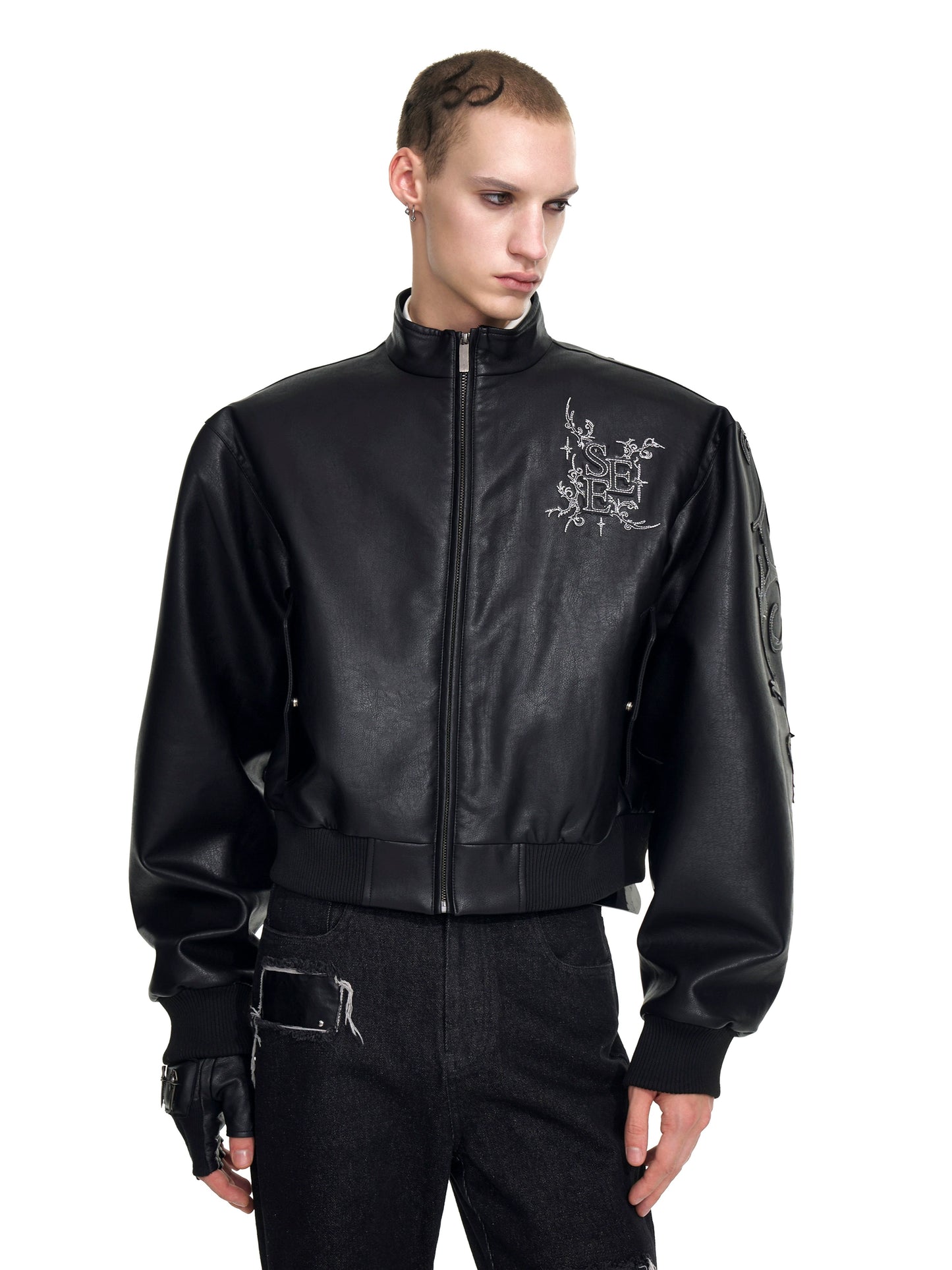 【25s Sep.】Handmade Embroidered Moto PU Leather Jacket