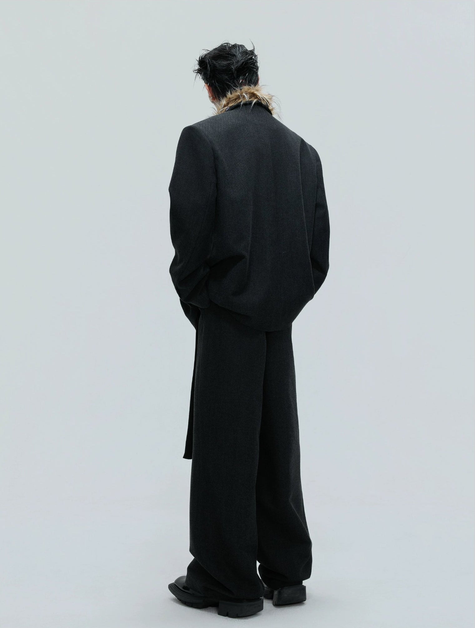 【25s Nov.】Elegant Detachable Fur Collar Wool Suit/Trousers