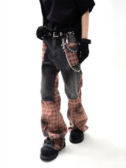 【25s Jul.】Plaid Panel Baggy Jeans