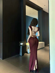 【25s Aug.】Lace Deep V Tie Sexy Waist Hip Dress
