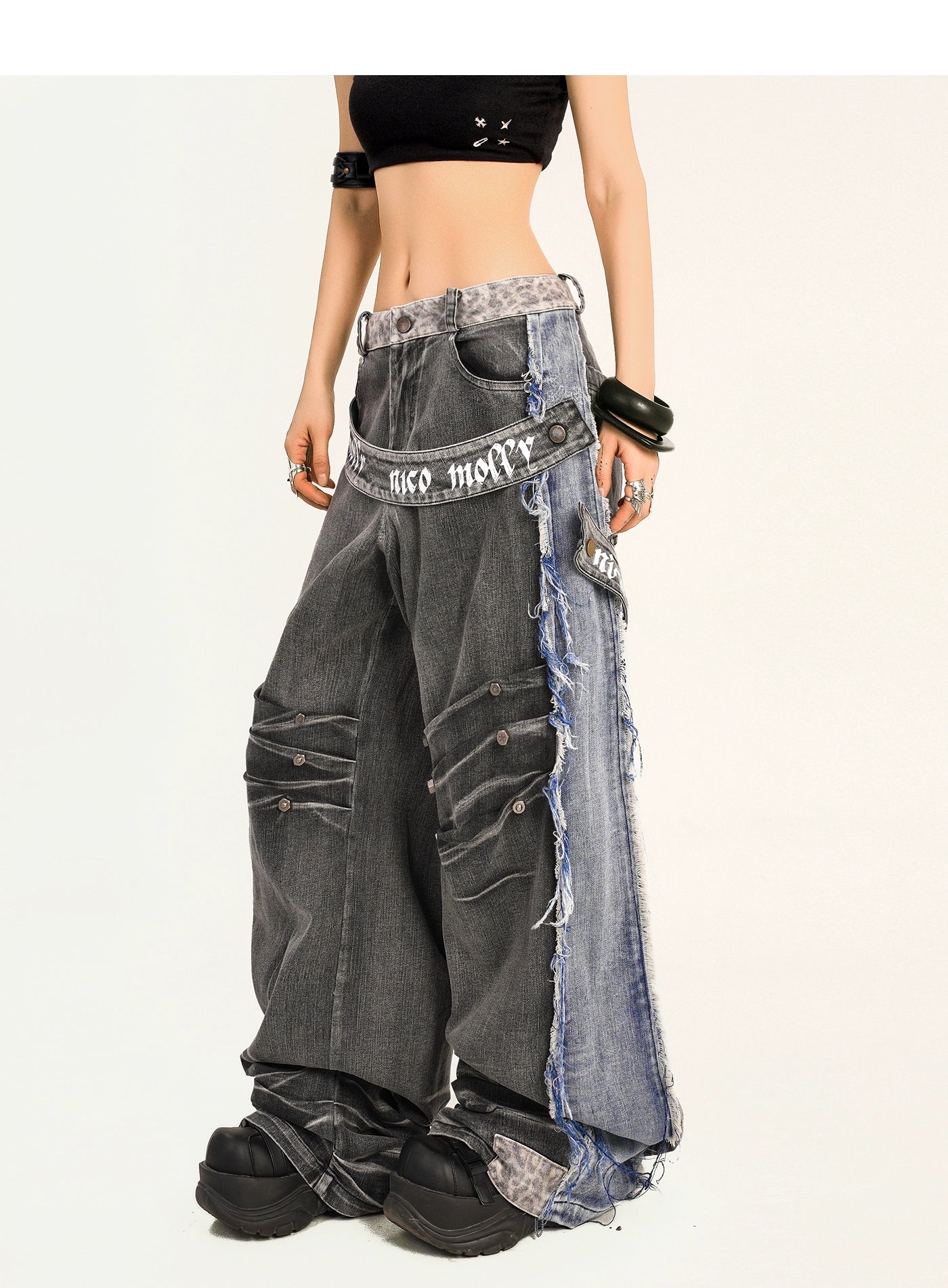 【25s Oct.】Punk Heavy-duty Raw-edge Washed Distressed Jeans