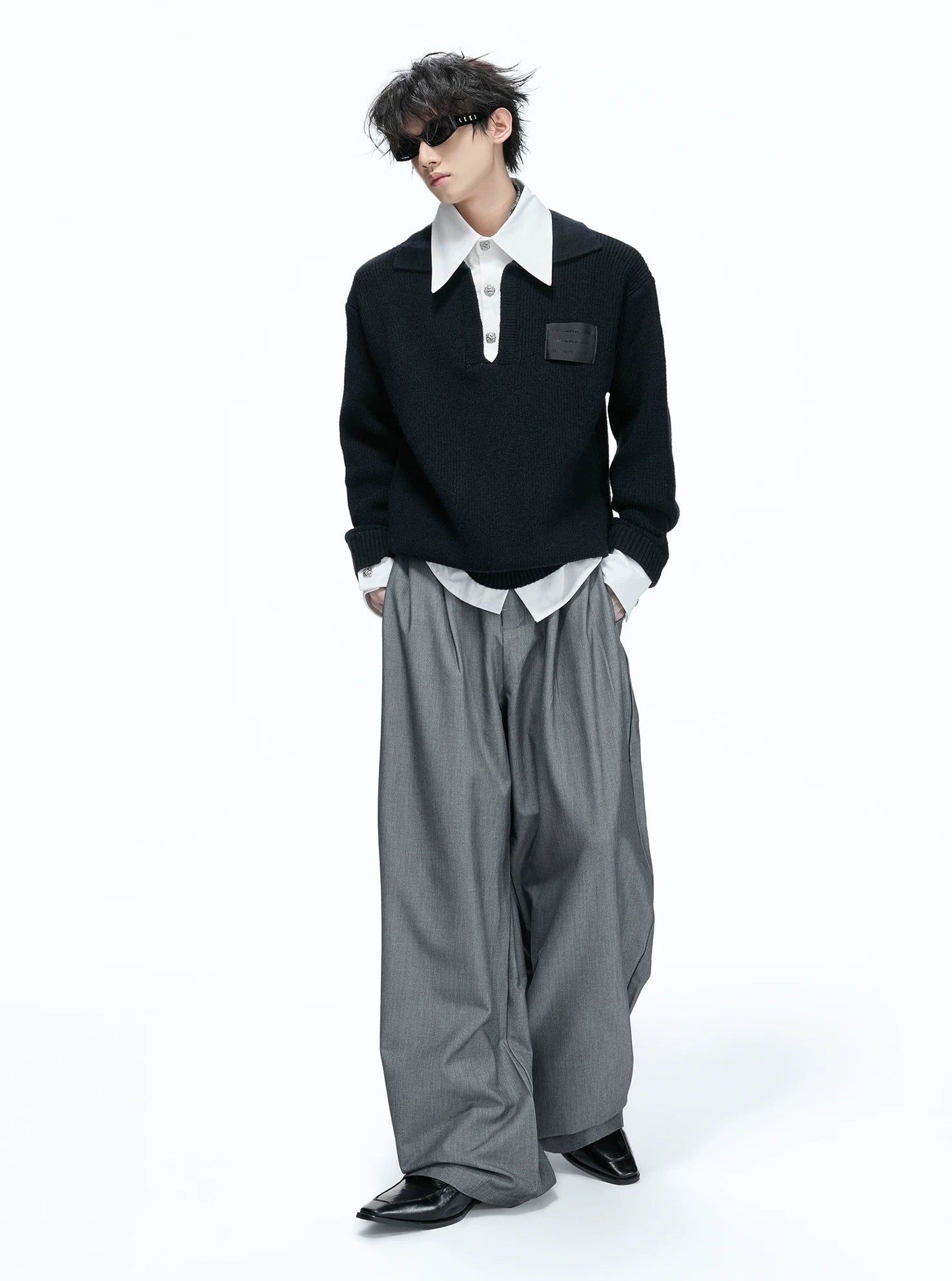 Layered Shirt Knit Sweater