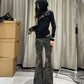 【25s Aug.】Heavy Duty Camouflage Distressed Low Waist Bootcut Jeans