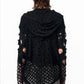 【25 Apr.】Hollow Pearl Embellished Hooded Sweater
