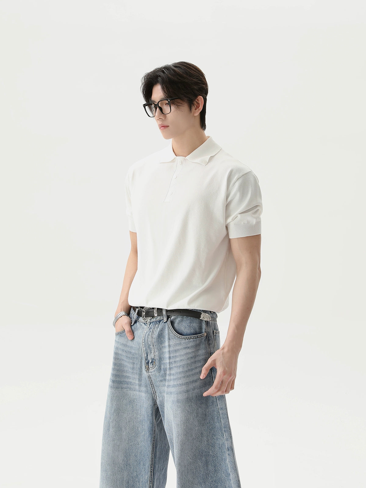 【25s Aug.】Retro Slim Fit Simple Polo Neck T-Shirt