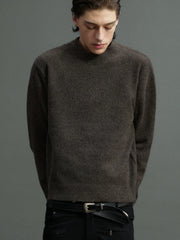 Wool Blend Ribbed Knit Sweater