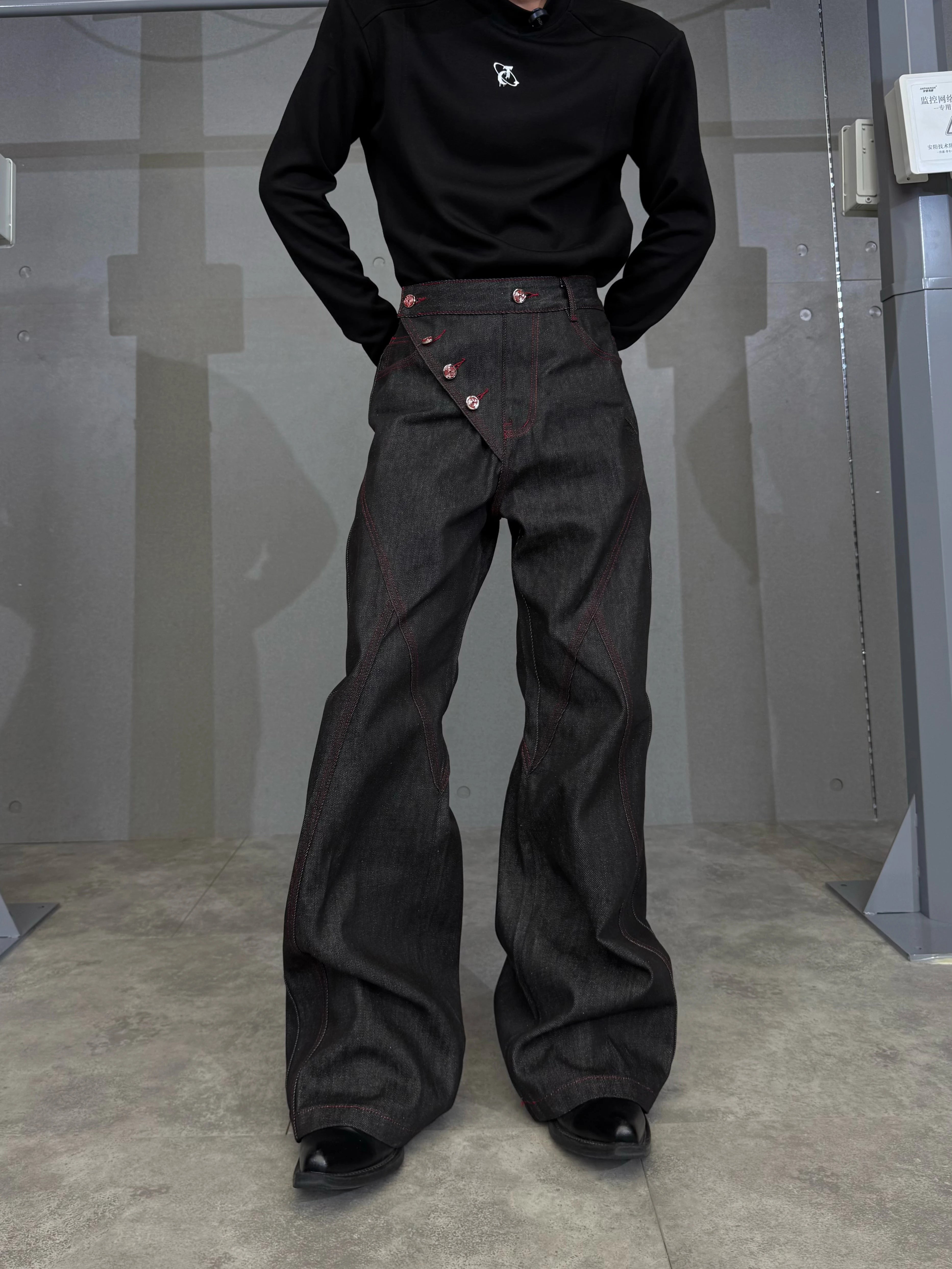 【26s Feb.】14.5oz Raw Selvedge Black Slight Flare Denim Pants