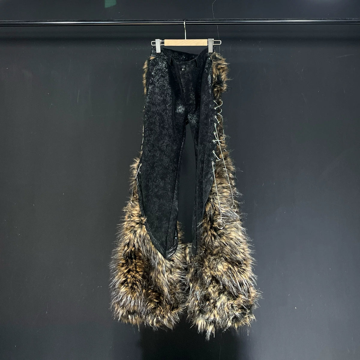 Animal Print Faux Fur Flared Pants