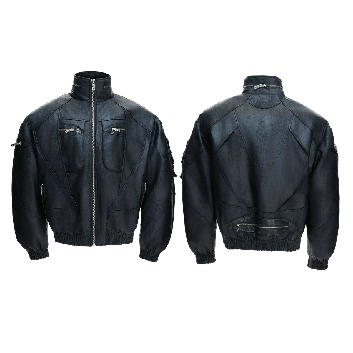 【26s Feb.】Waxed Deconstructed Multi-Zip Stand Collar Leather Jacket