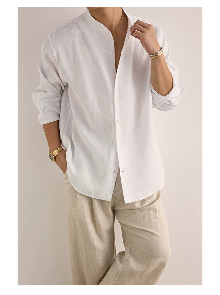 Relaxed Linen Collared Shirt