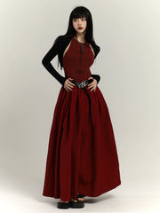 【25s Jul.】Sleeveless Printed Waist-Cinched Dress