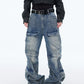 【25s Aug.】Washed Detachable Multi-Pocket Wide-Leg Jeans