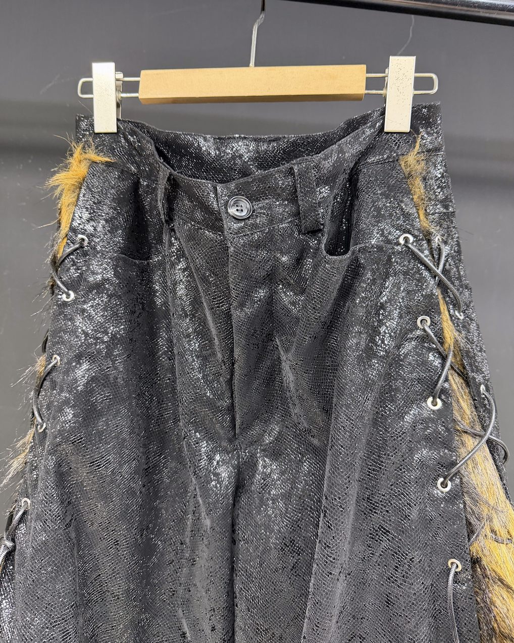 Heavyweight Plush Patchwork Relaxed Wide-Leg Pants