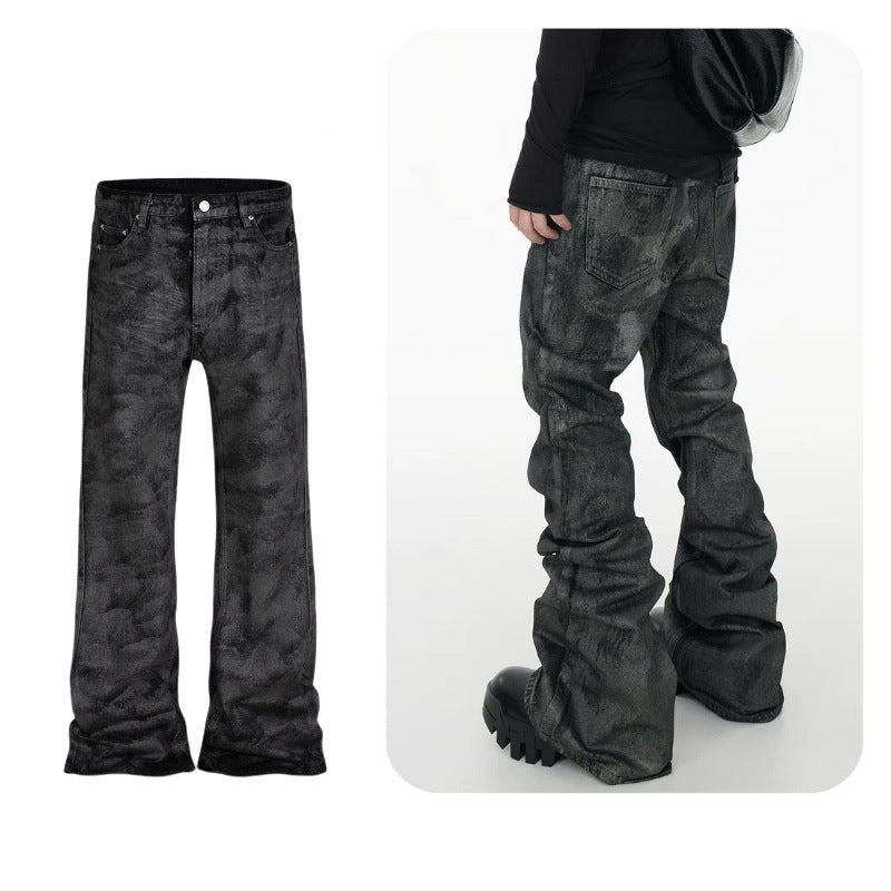 【25s Aug.】Vintage Coated Waxed Flared Jeans