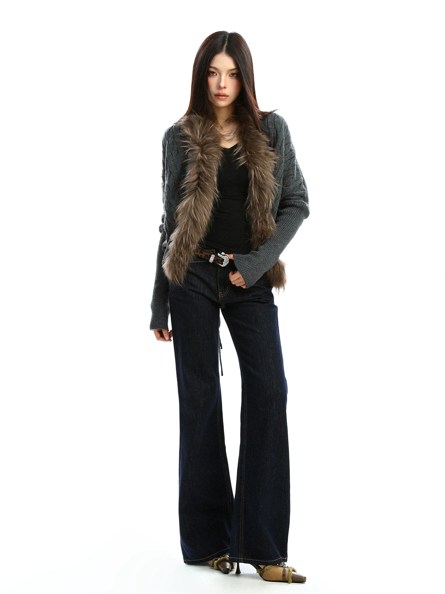 【25s Nov.】Cable Knit Collar Batwing Sleeve Sweater