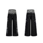 Hand-painted Thorn Leopard Print Double Waistband Jeans