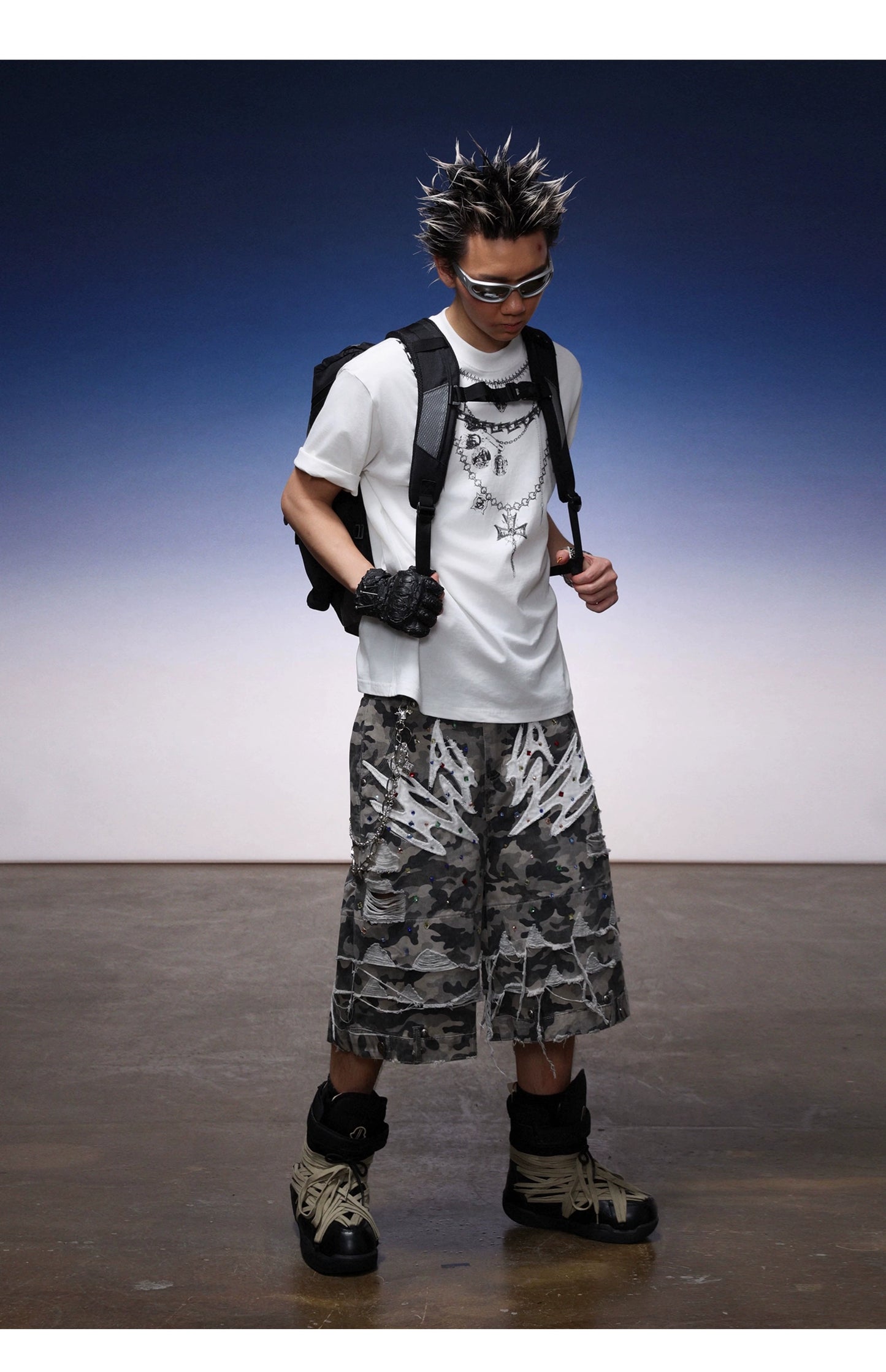 【25s Aug.】Vintage Washed Camo Print Shorts