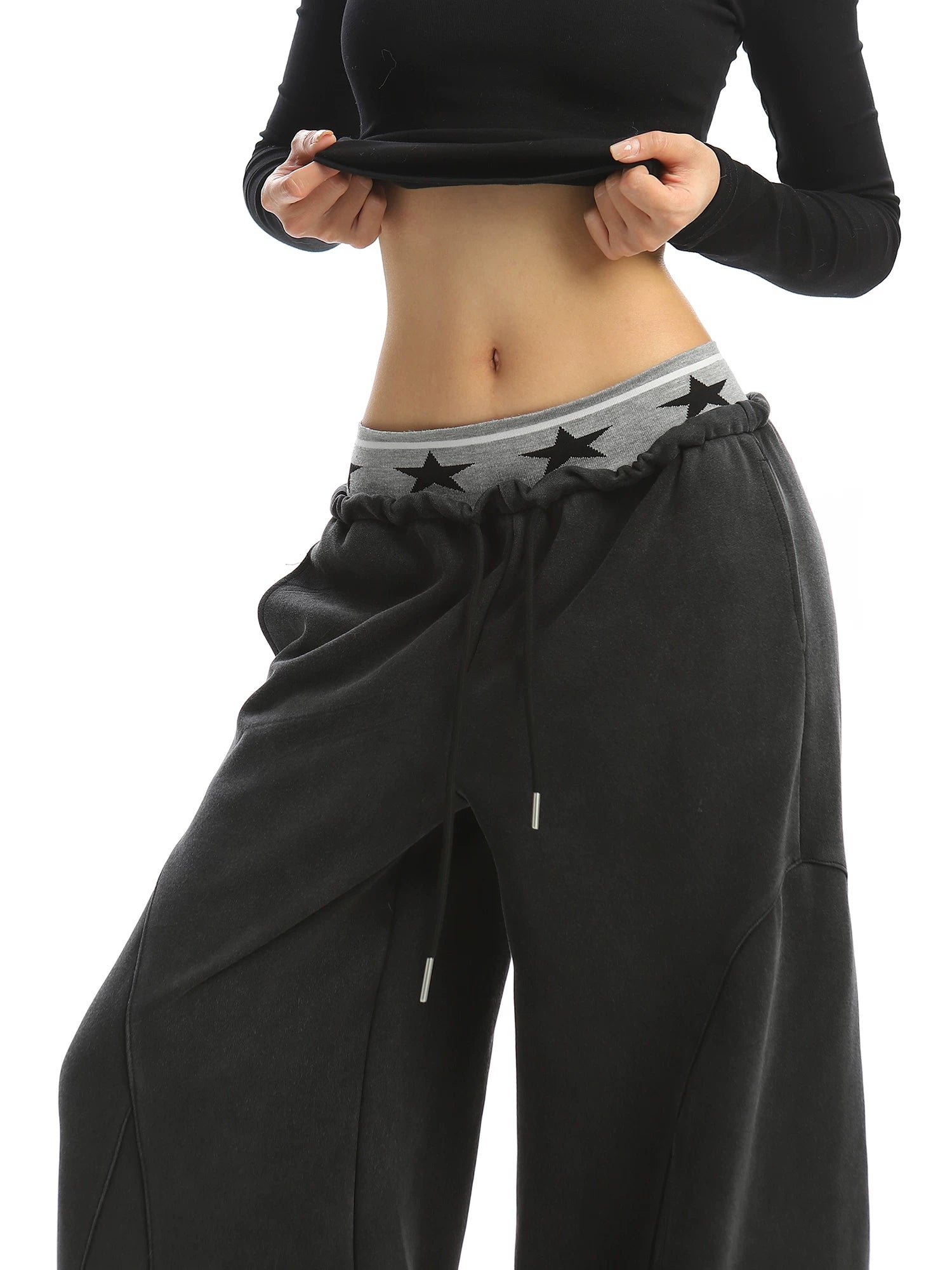 【26s Apr.】Double Waist Washed Fleece Wide-Leg Sweatpants