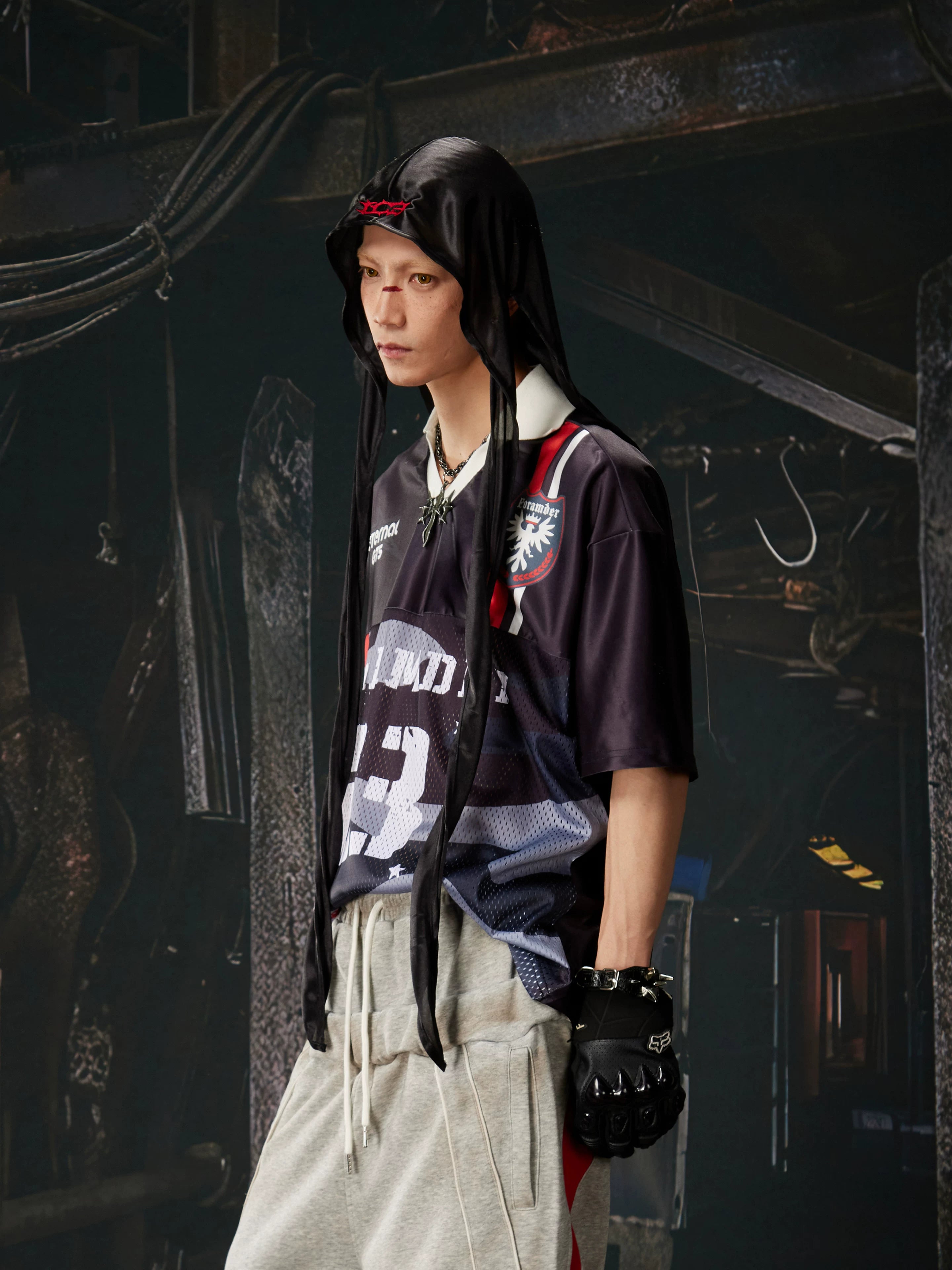Number Print Contrast Jersey Tee