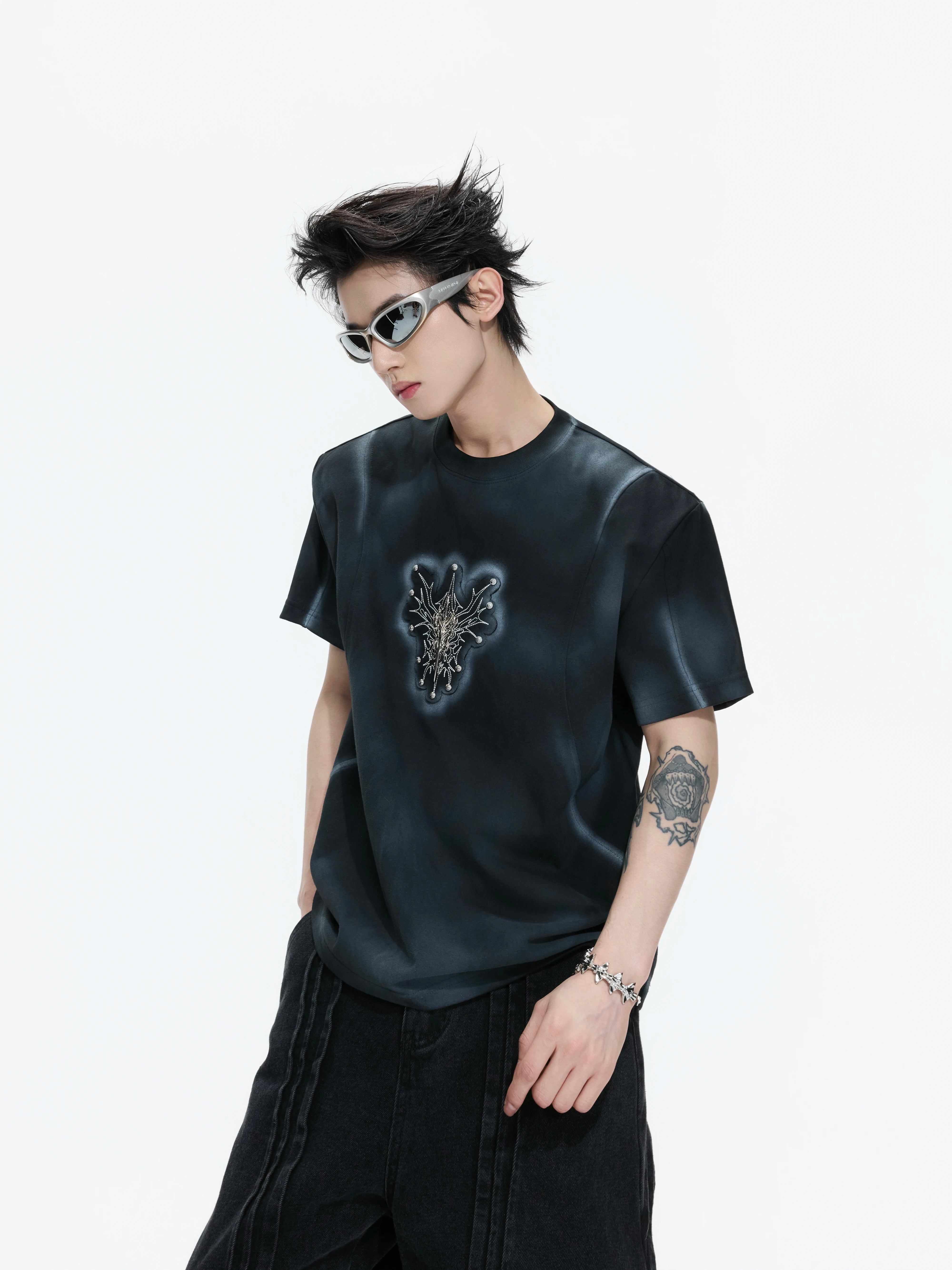 Hand-Painted Gradient Shoulder Tee