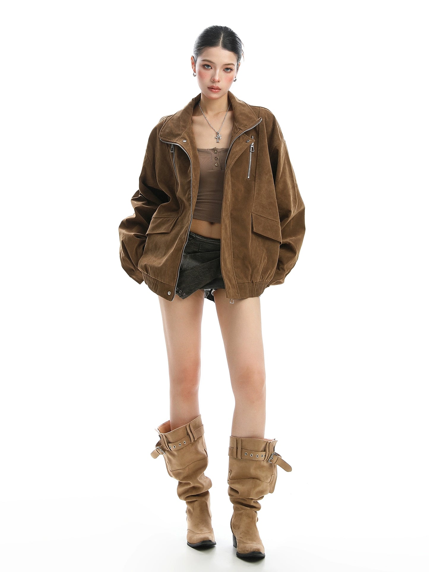 【25s Nov.】Stand-up Collar Suede Jacket