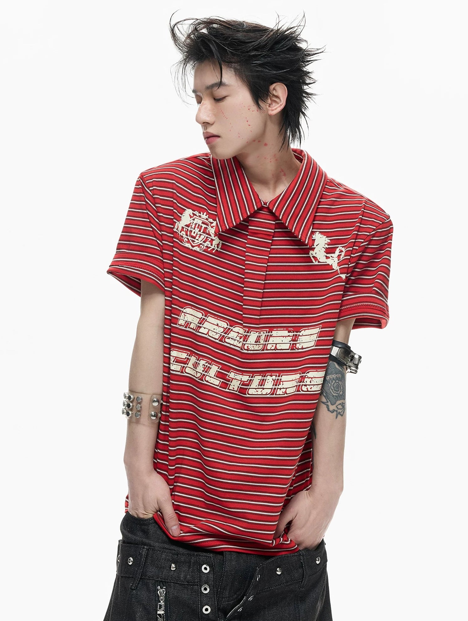 【26s Apr.】Contrast Stripe Embroidered Polo Tee