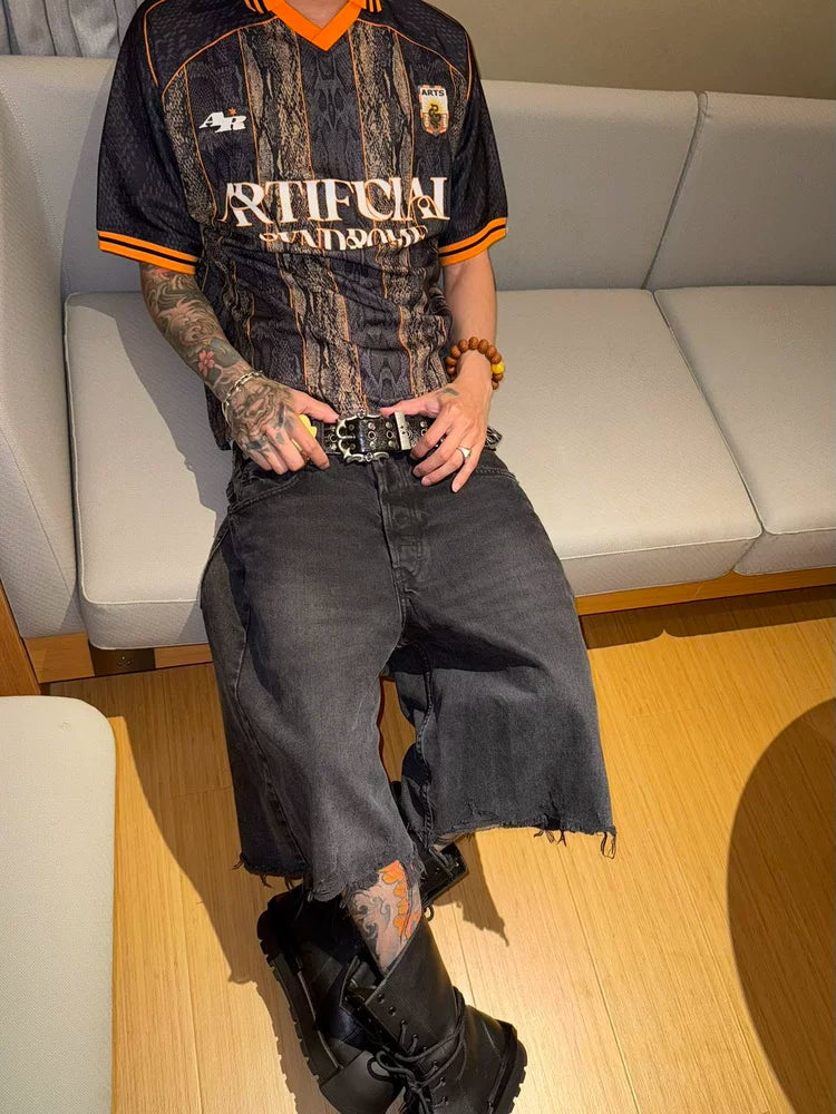 Snake Pattern Polo Jersey Tee