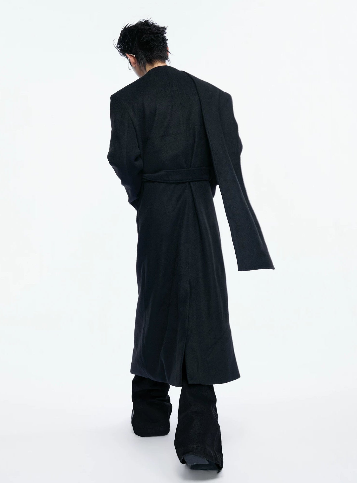 Jacquard Wool Blend Scarf Coat