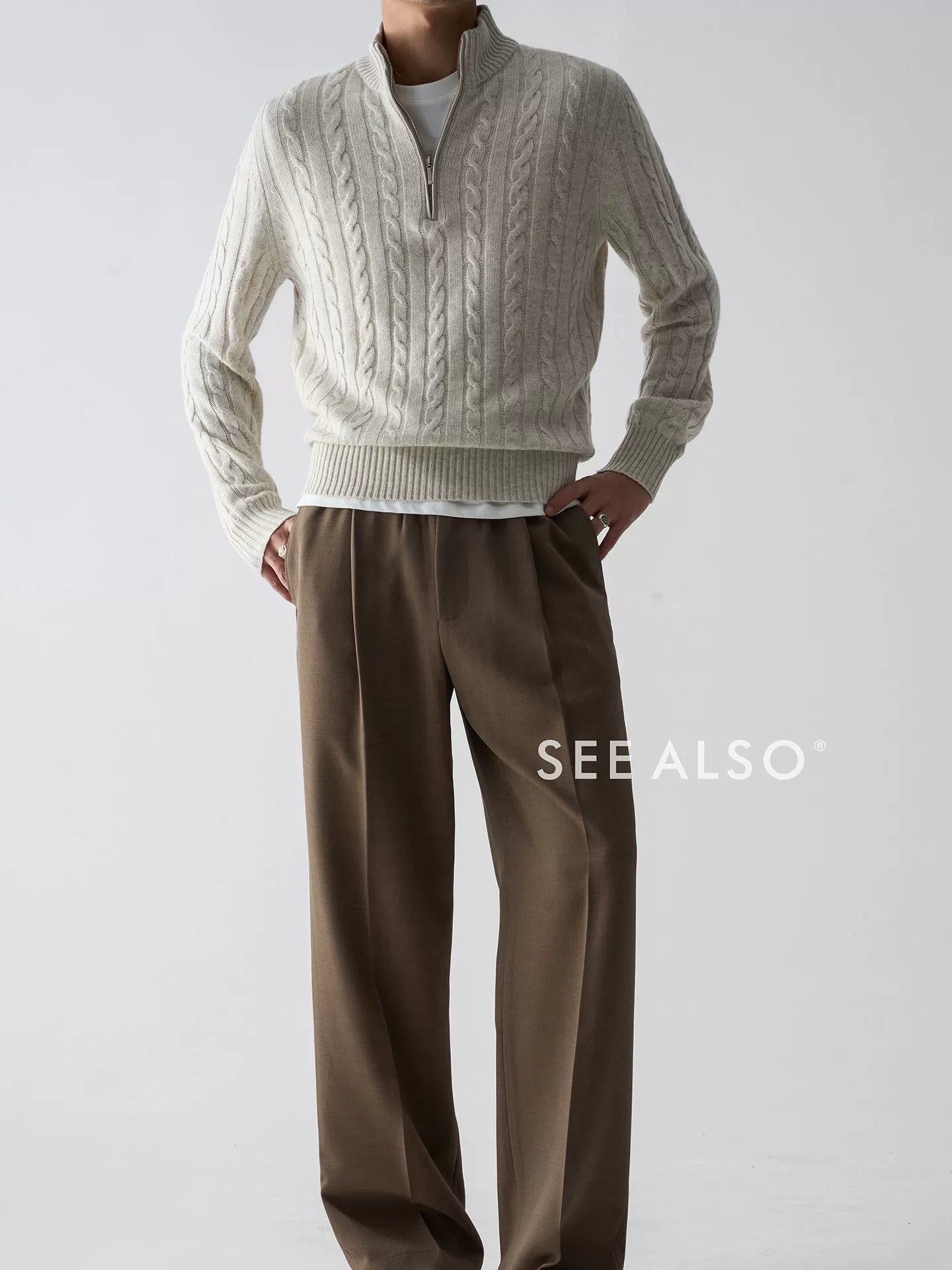 Cable Knit Half-Zip Sweater