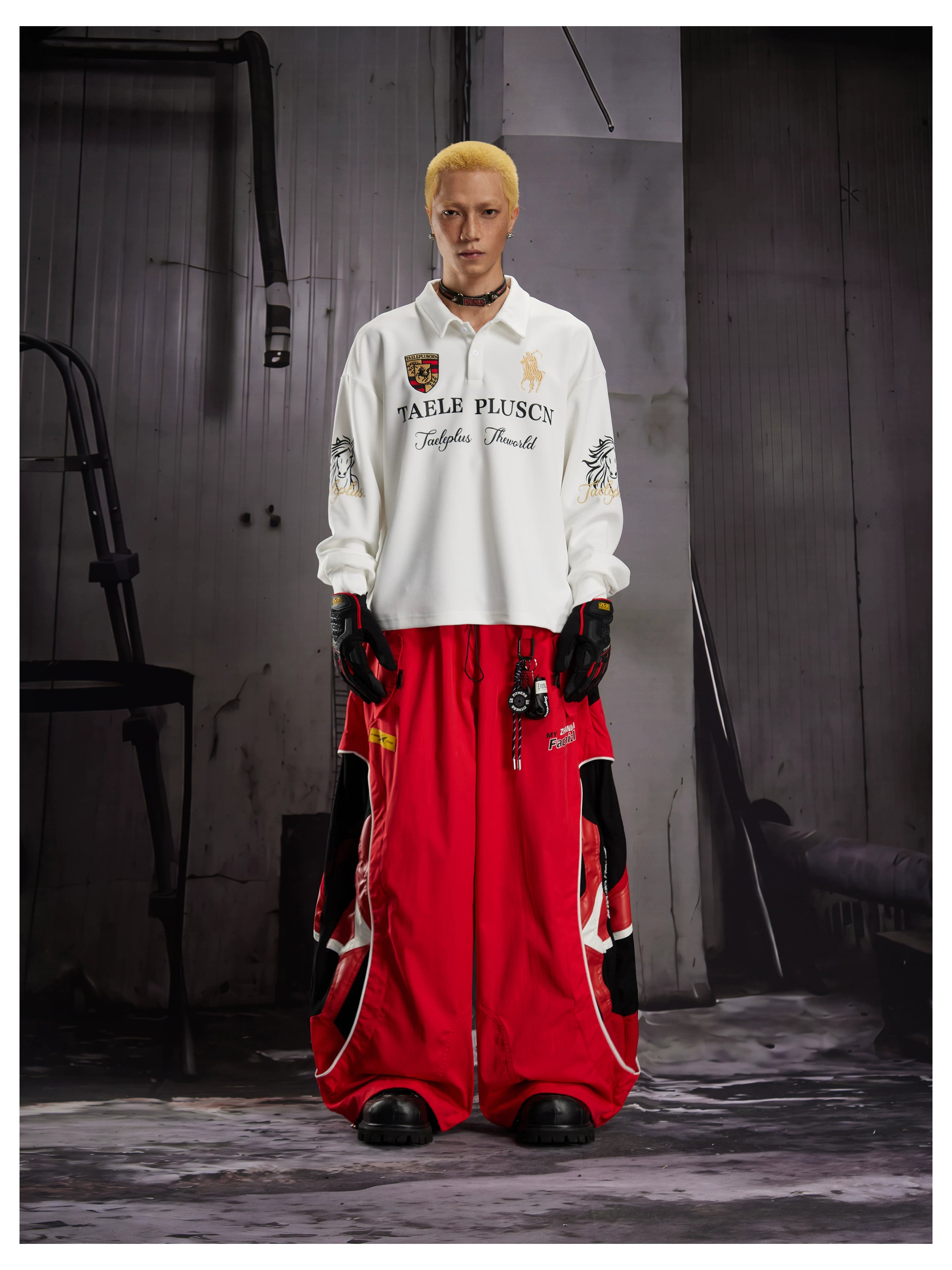Deconstructed Racing Mesh Leather Pants